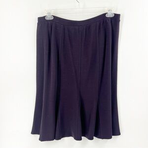 ✅ Eileen Fisher Wool Blend Midi Skirt Purple Stretch Knit Pull On - Size Large